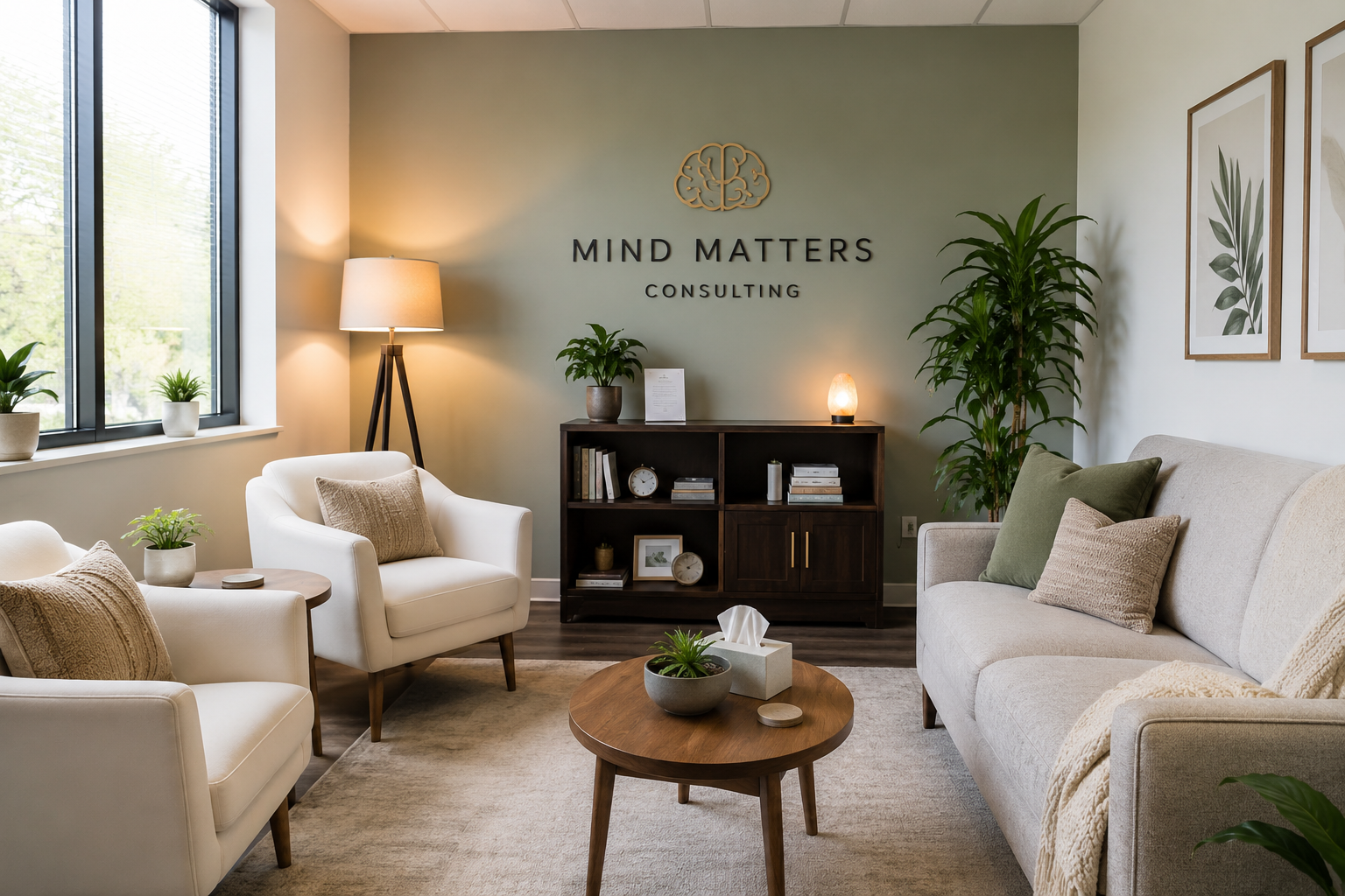 The calm, welcoming Mind Matters Consulting counseling space